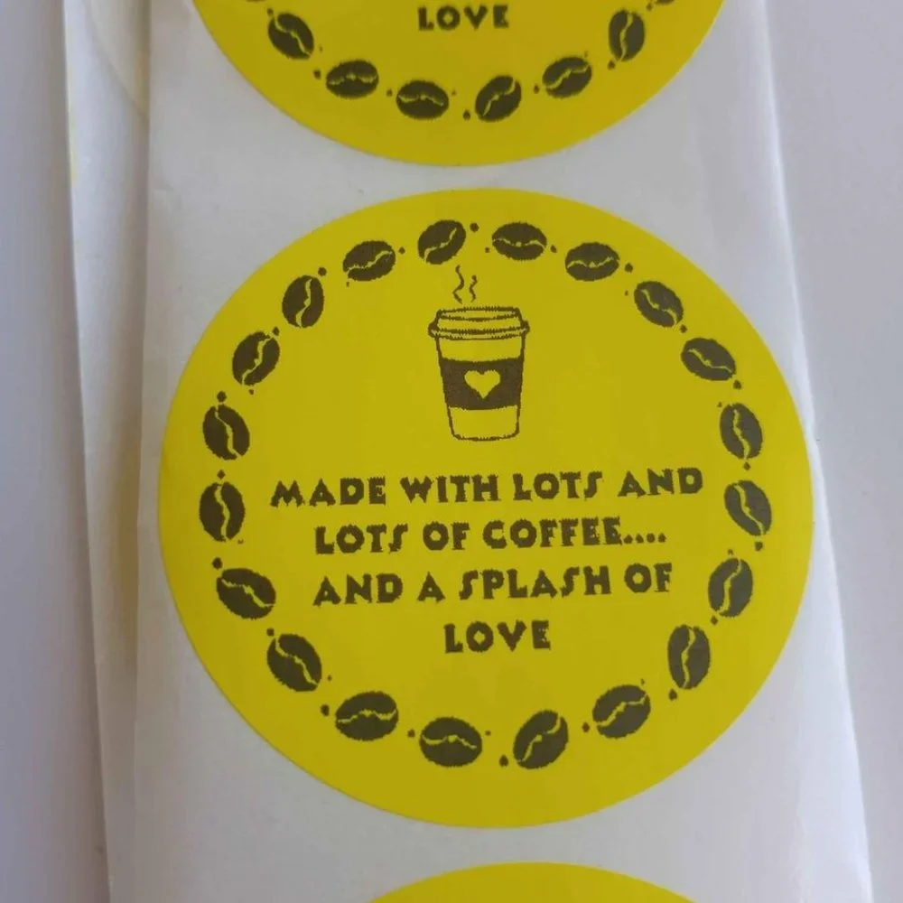💙100 Made With Coffee- Round Shipping Labels Thermal Packaging Stickers 2